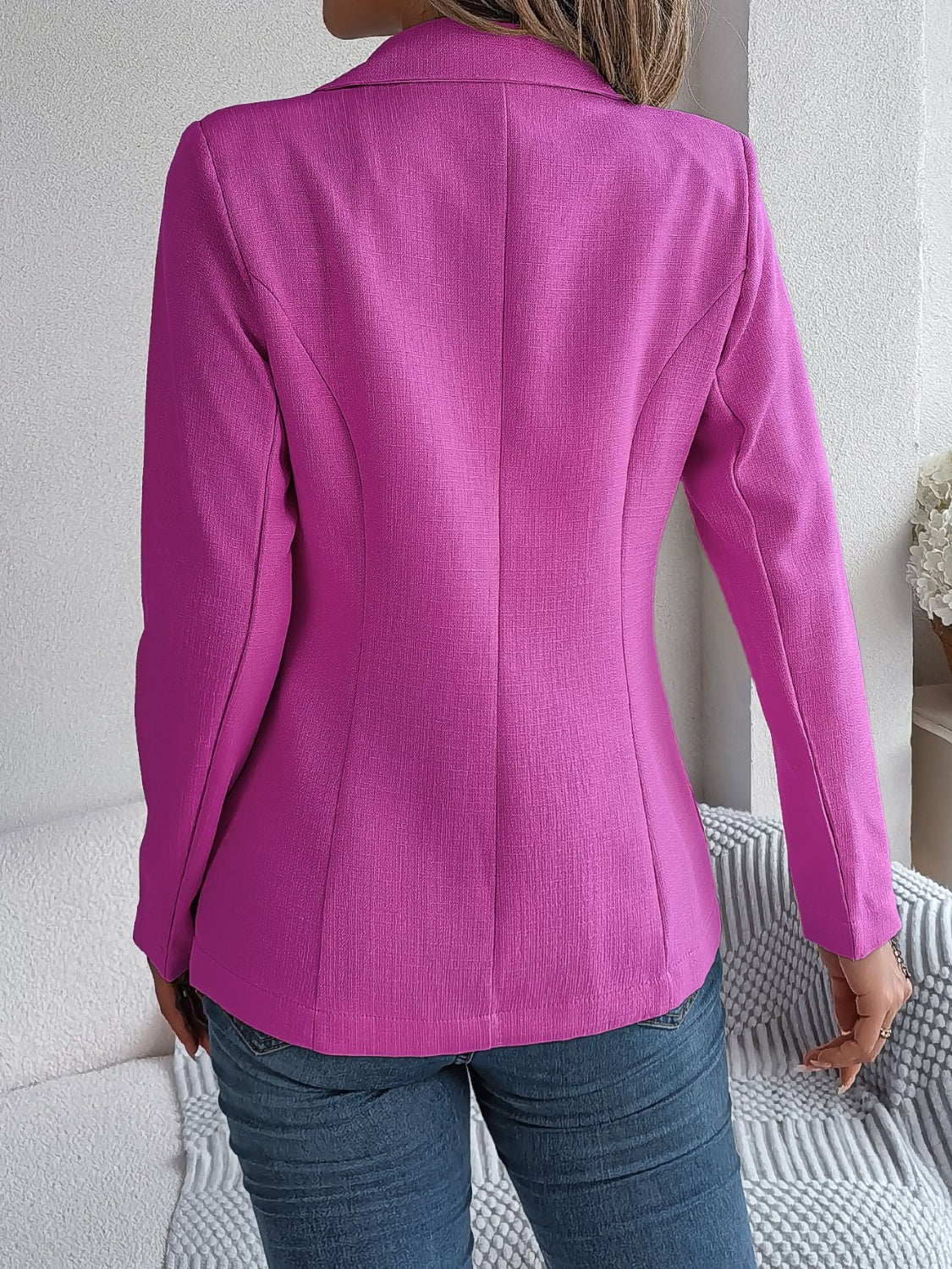 Womens Pocket Flap Lapel Collar Long Sleeve Blazer