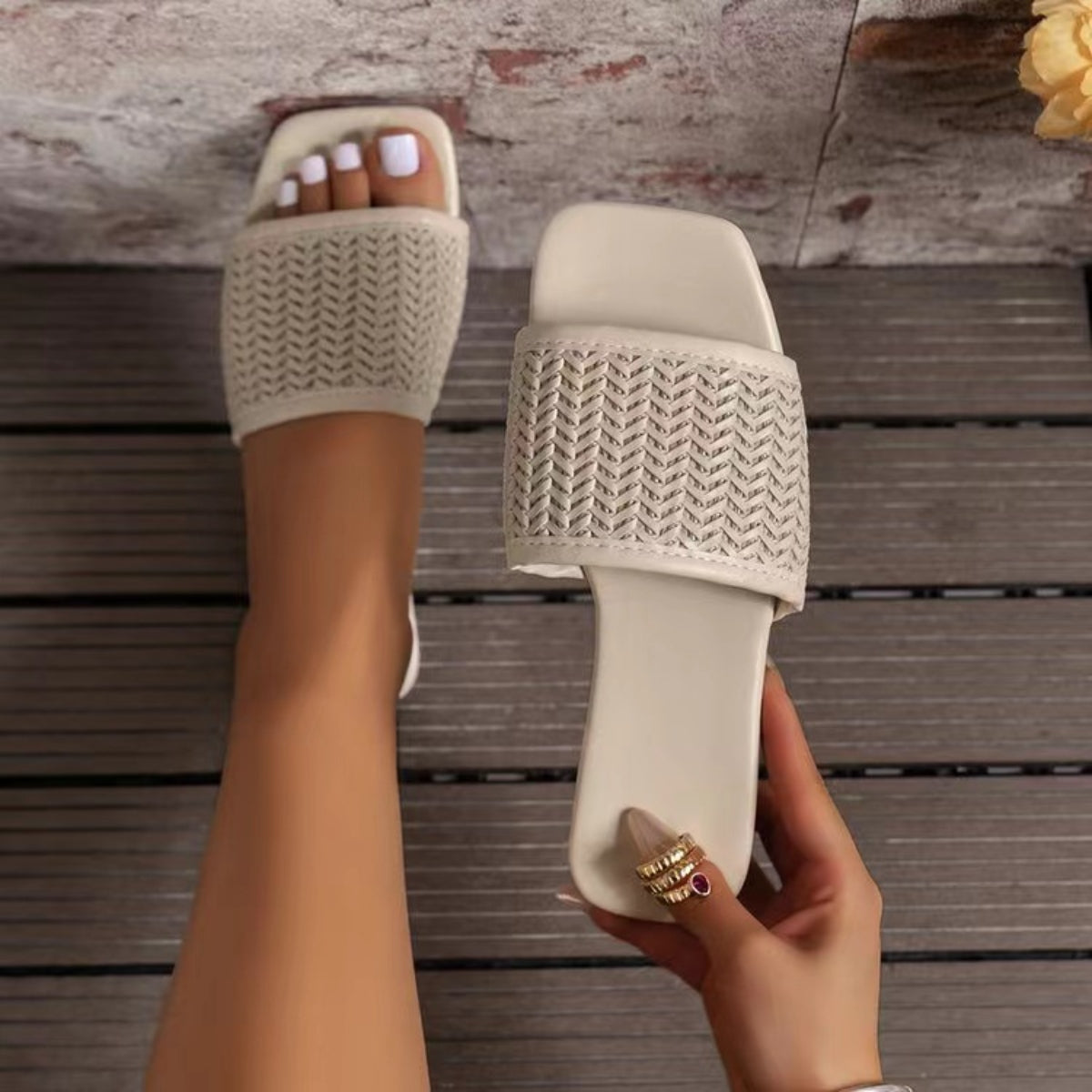 Bella Rattan Woven Flat Sandals