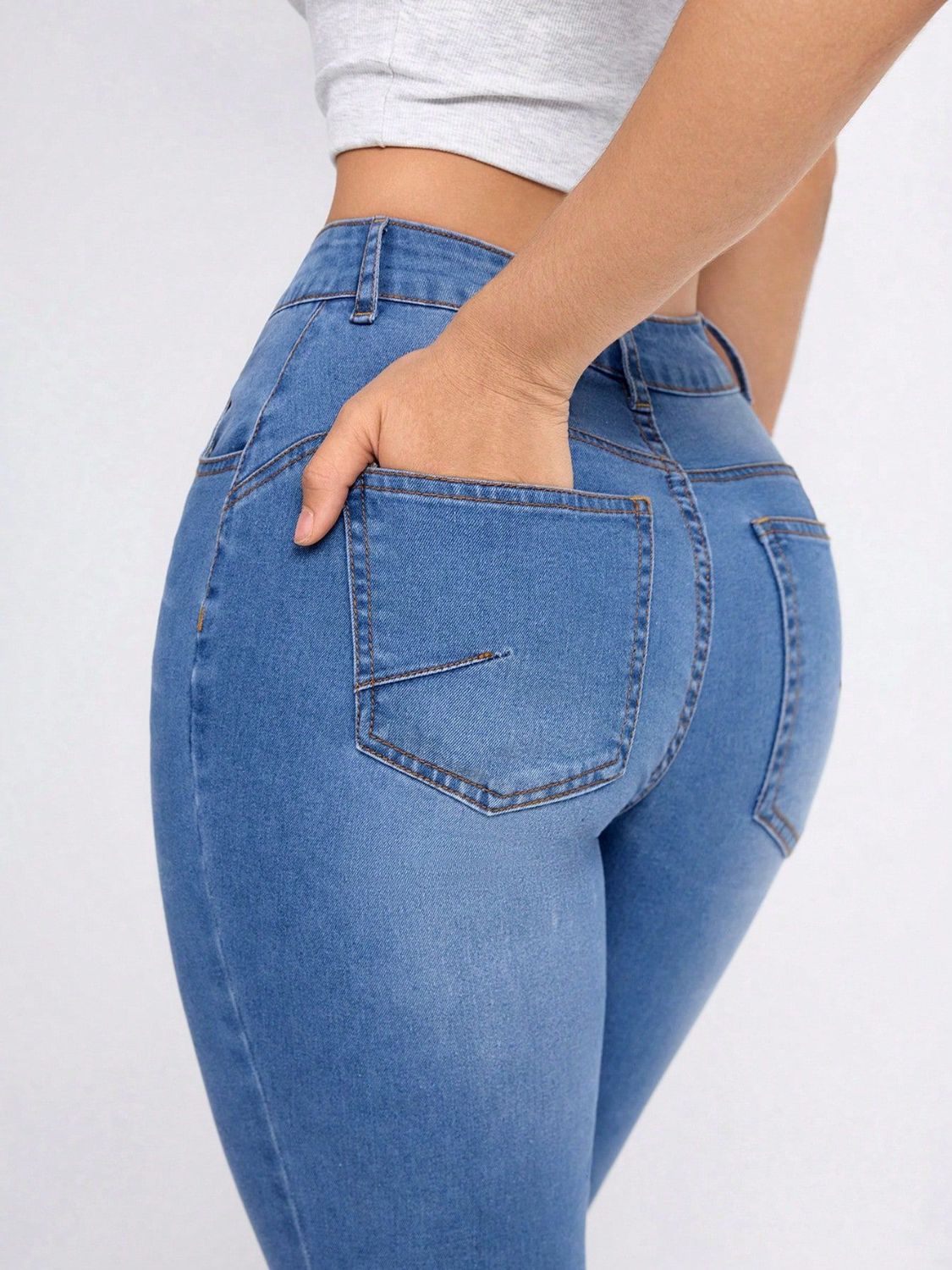 Womens High Rise Skinny Jeans with Pockets