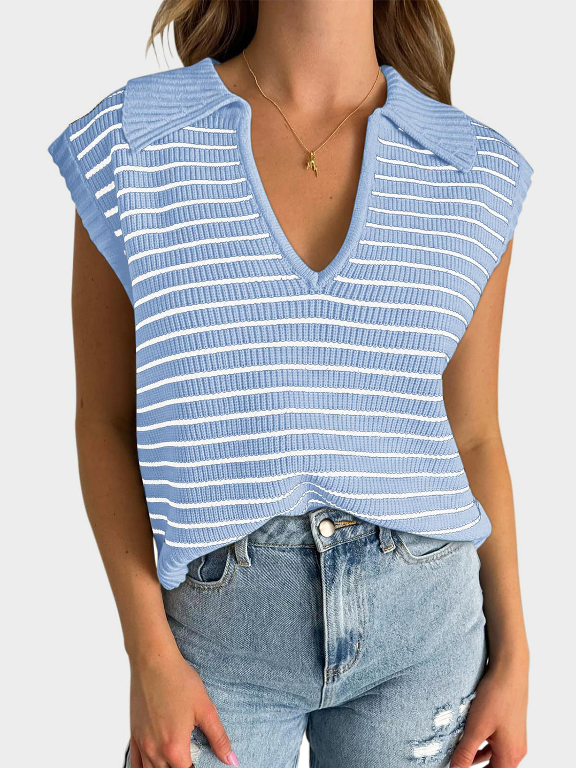 Womens Striped Sweater Vest