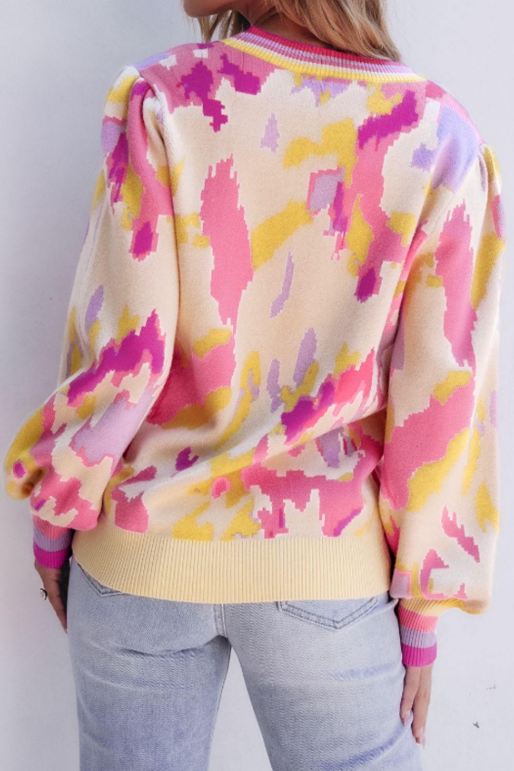 Womens Floral Contrast Sweater