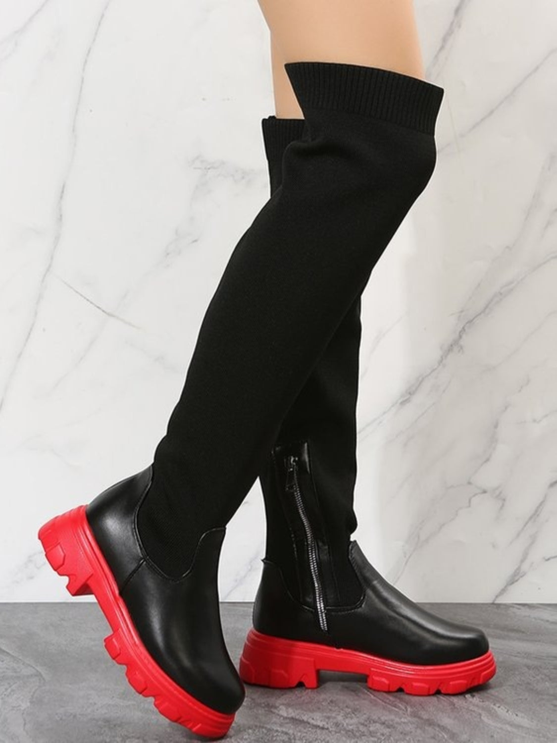 Leather Tall Platform Boots