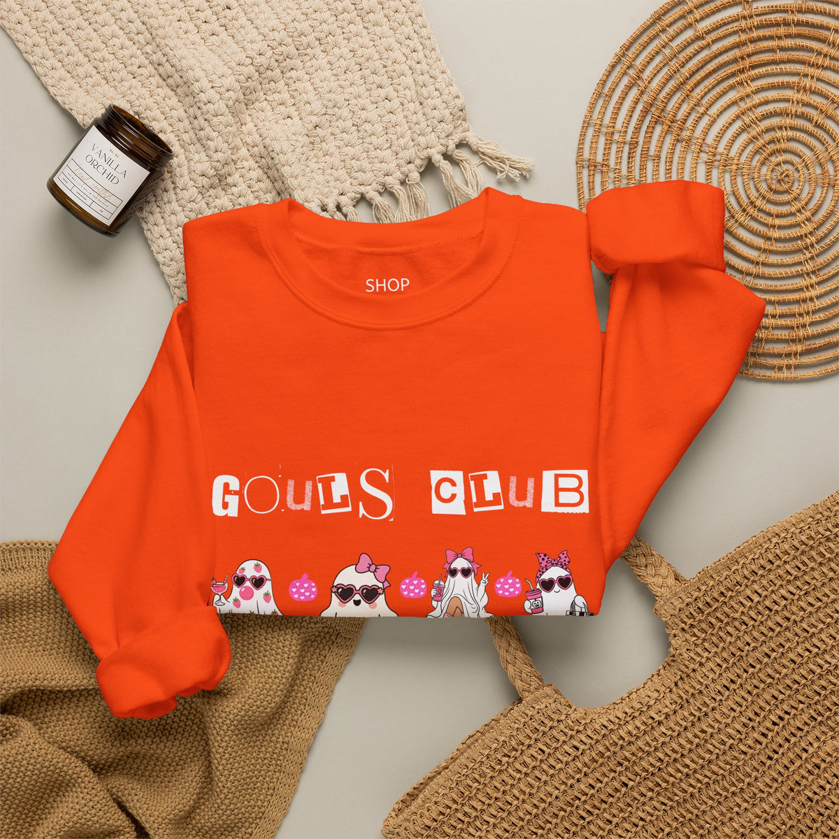Ghouls Club Sweatshirt — Cute Pink Ghosts Halloween Crewneck