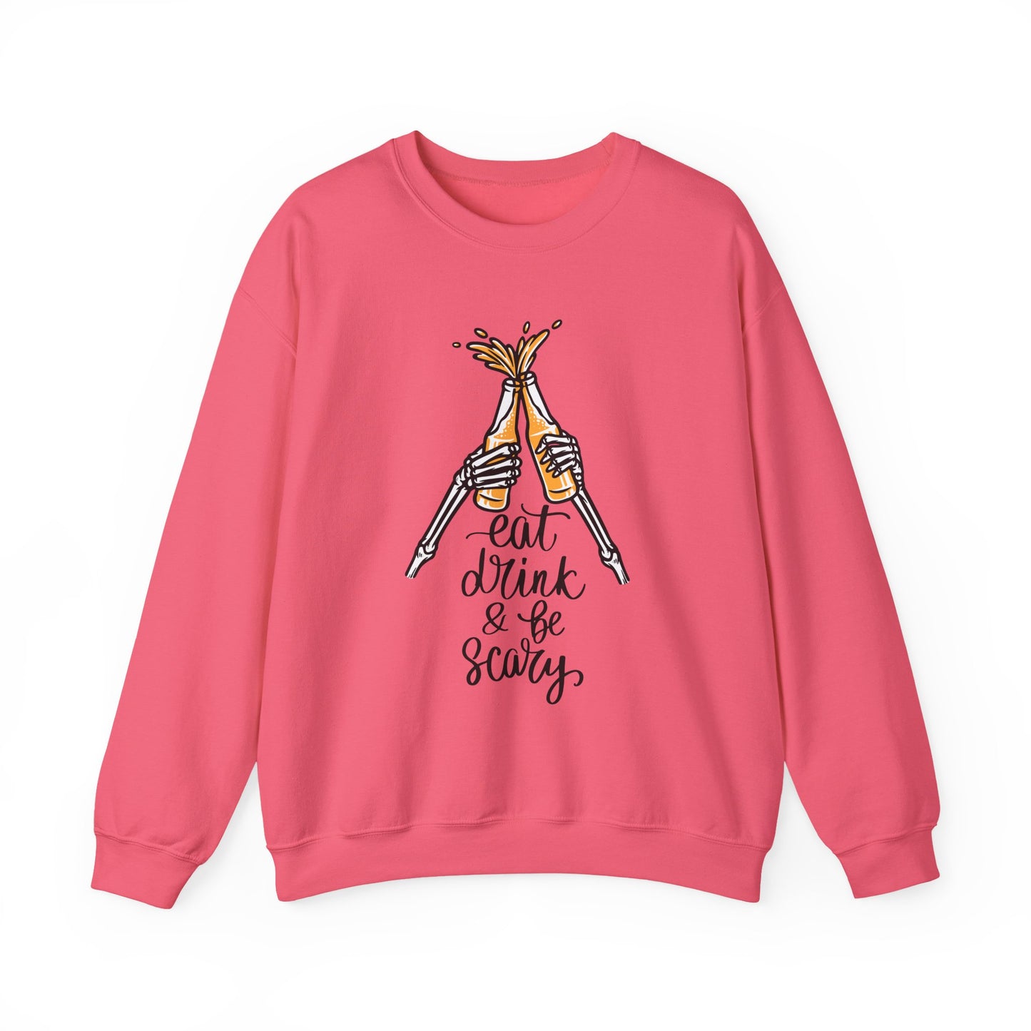 Sweatshirt — Eat, Drink & Be Scary Skeleton Cheers Halloween Crewneck