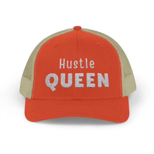 Distressed Hustle Queen Snapback Trucker Cap — Baseball Hat for Boss Women