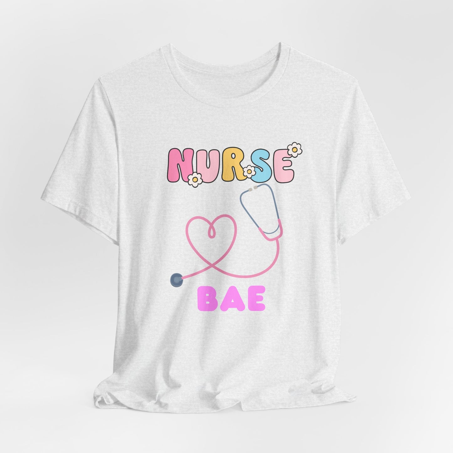Nurse Bae Tee — Cute Pastel Stethoscope T‑Shirt for Nurses