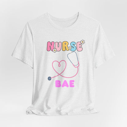 Nurse Bae Tee — Cute Pastel Stethoscope T‑Shirt for Nurses