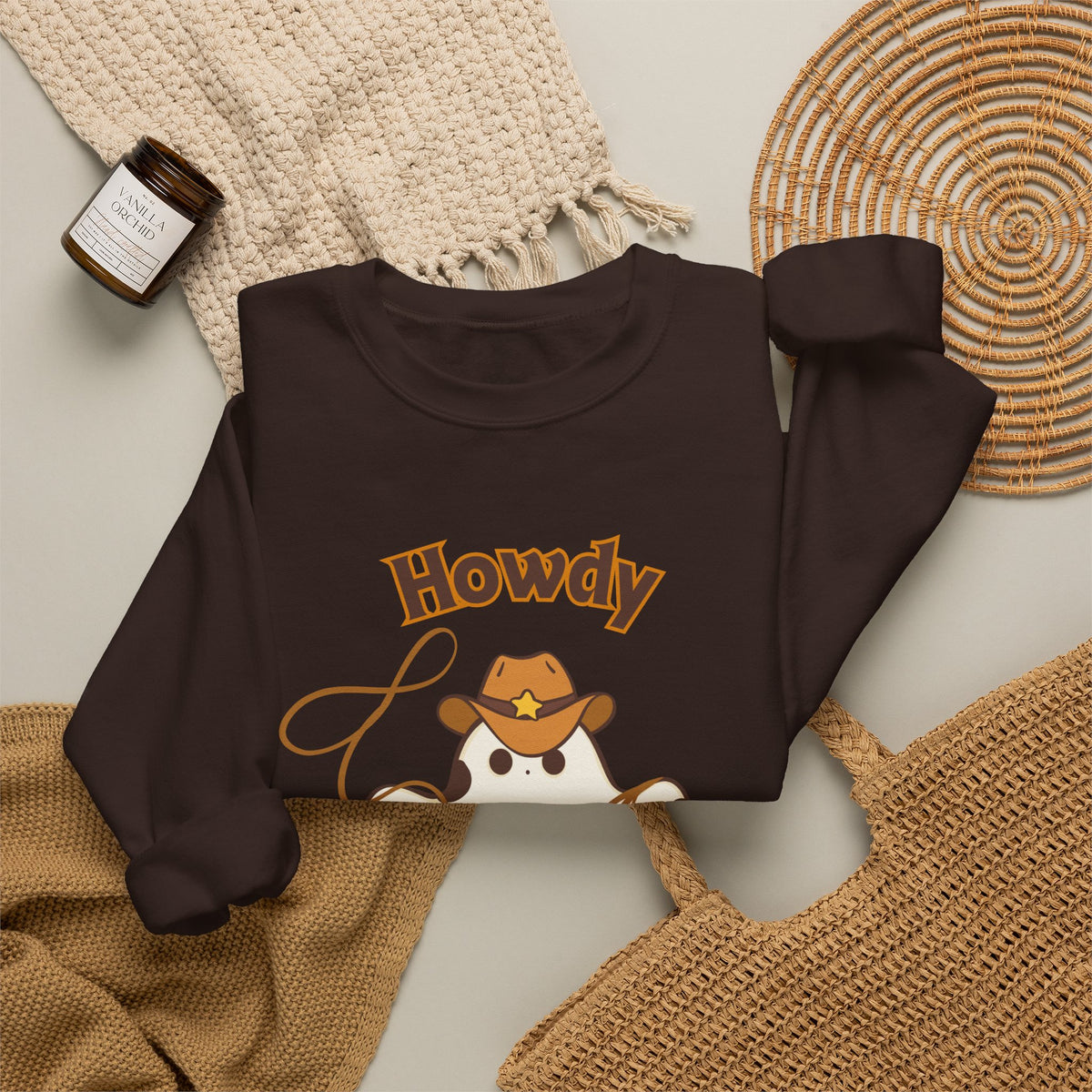 Howdy Boo! Cow Ghost Sweatshirt — Cute Western Halloween Crewneck