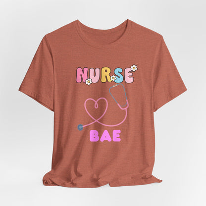 Nurse Bae Tee — Cute Pastel Stethoscope T‑Shirt for Nurses