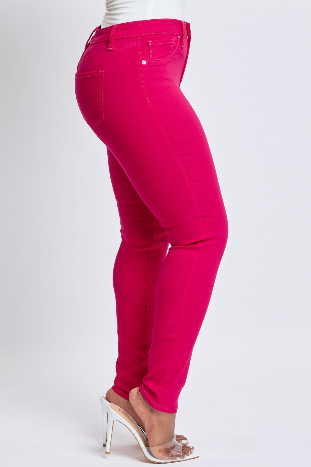 Womens Pink Mid-Rise Skinny Jeans