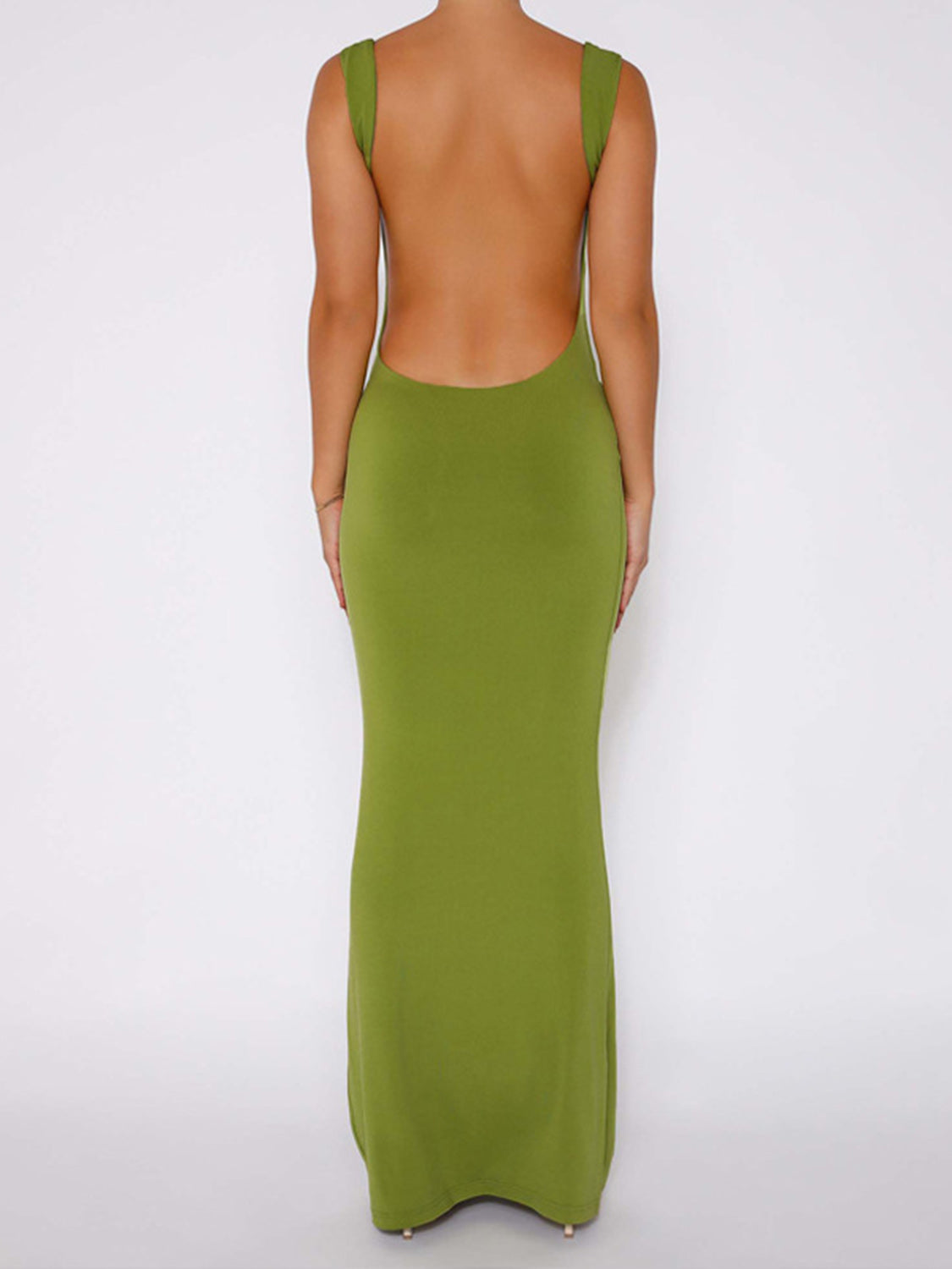 Womens Backless Wide Strap Maxi Dress