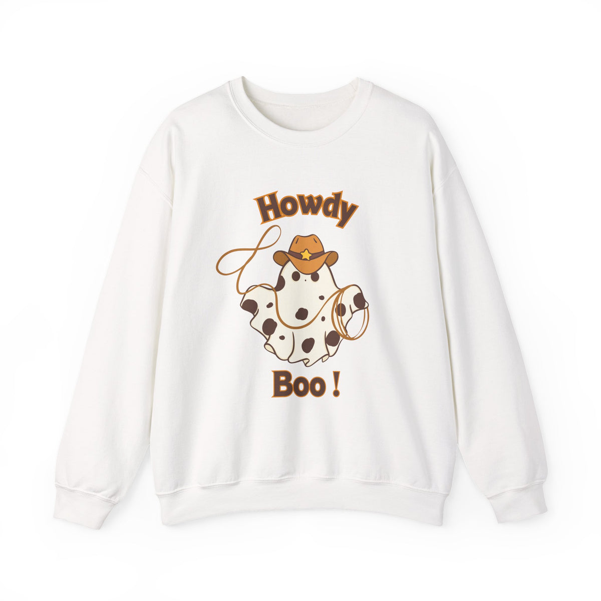 Howdy Boo! Cow Ghost Sweatshirt — Cute Western Halloween Crewneck