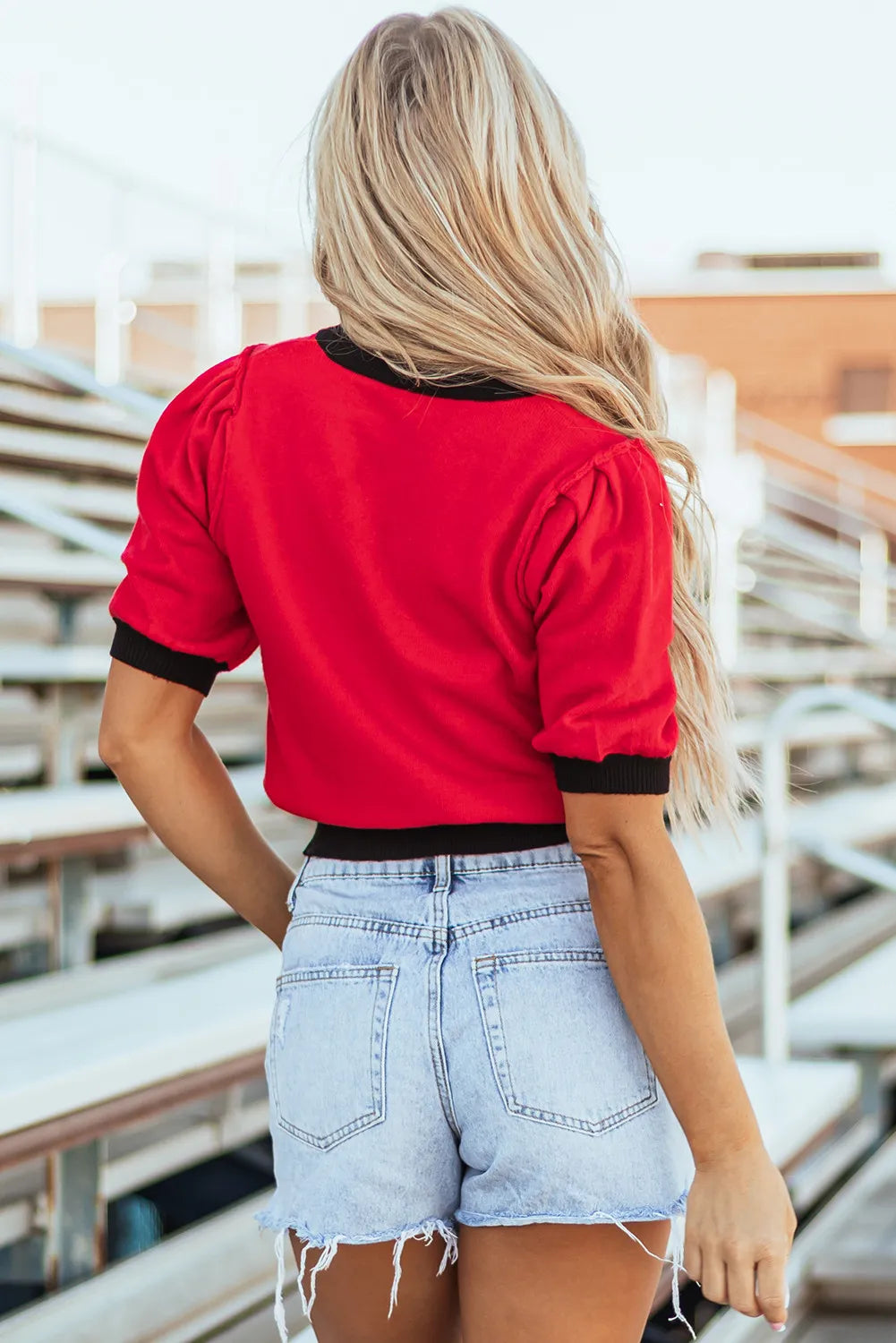 Sequin Football Graphic Short Sleeve Top