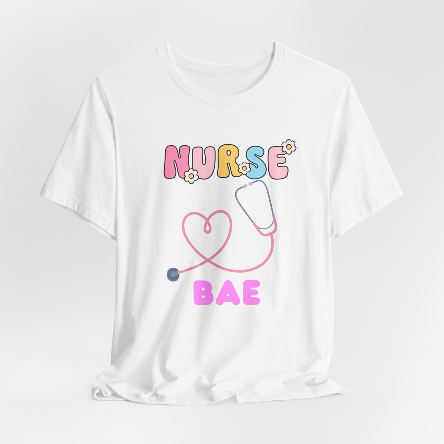 Nurse Bae Tee — Cute Pastel Stethoscope T‑Shirt for Nurses