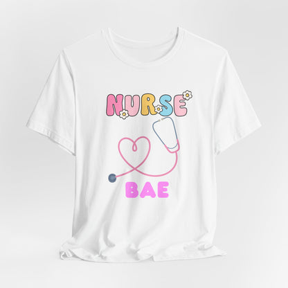 Nurse Bae Tee — Cute Pastel Stethoscope T‑Shirt for Nurses