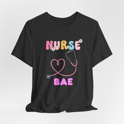Nurse Bae Tee — Cute Pastel Stethoscope T‑Shirt for Nurses