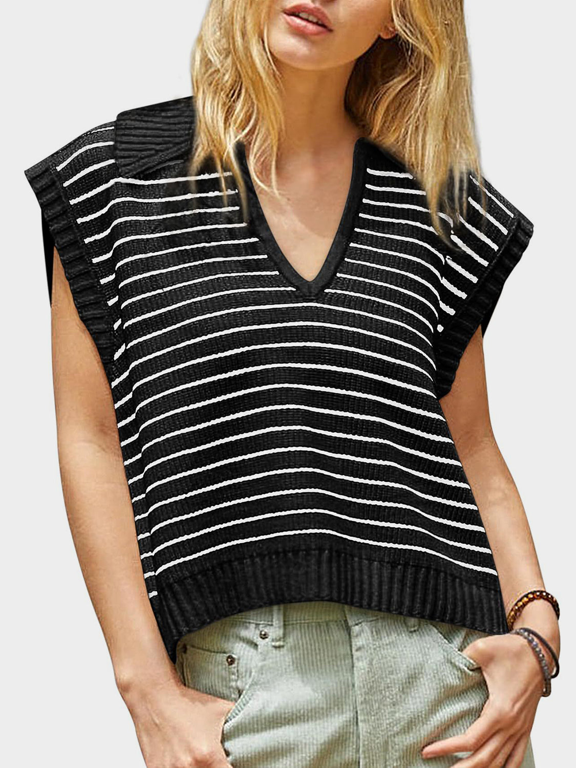 Womens Striped Sweater Vest