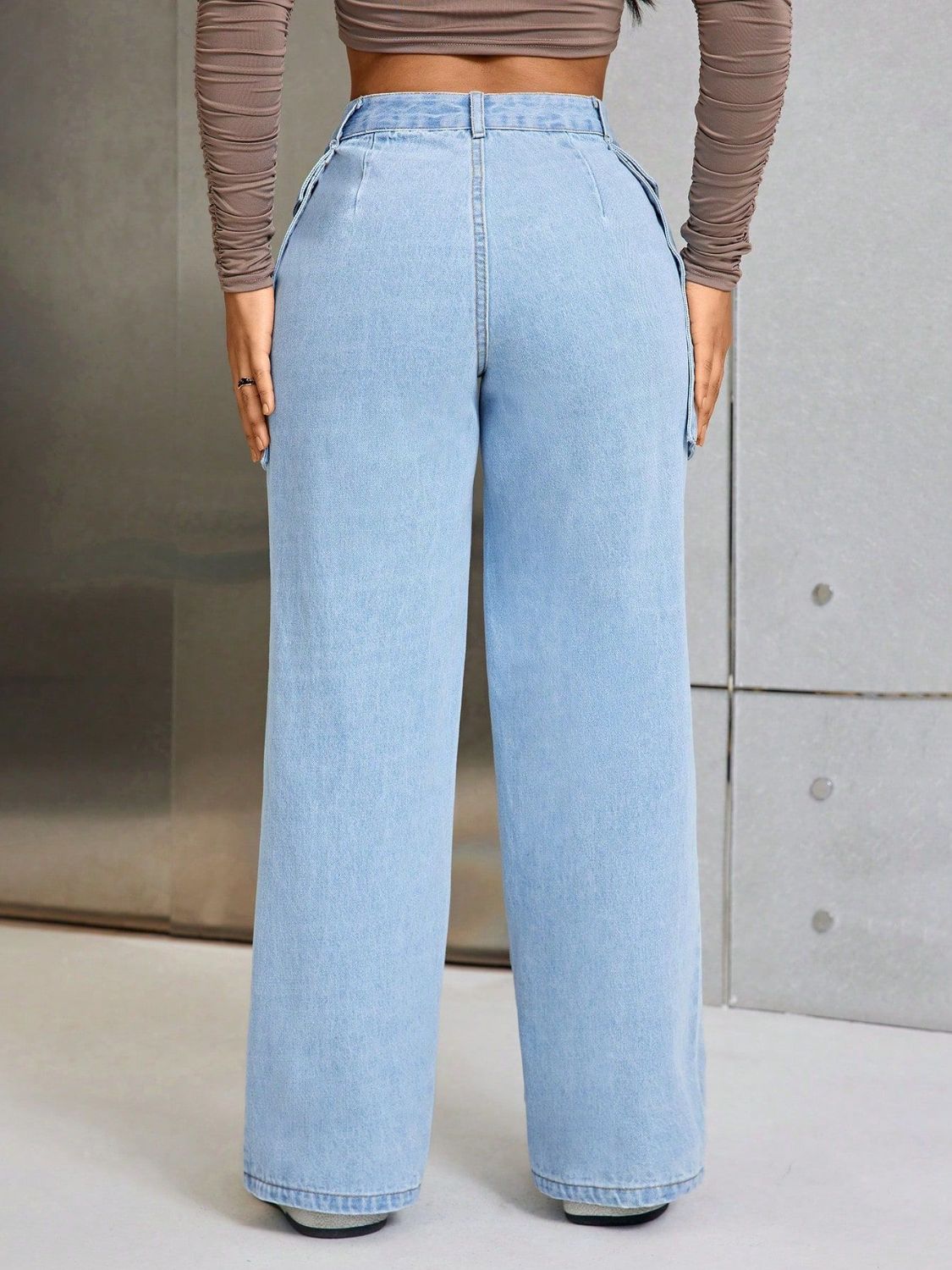 Womens Wide Leg Jeans with Pockets