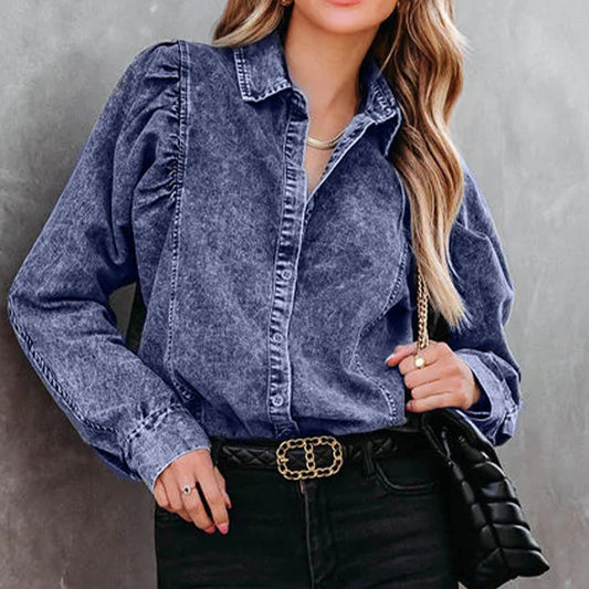 Womens Buttoned Denim Shirt