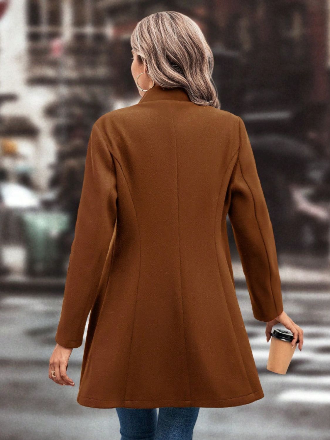 Womens Button Up Long Sleeve Coat