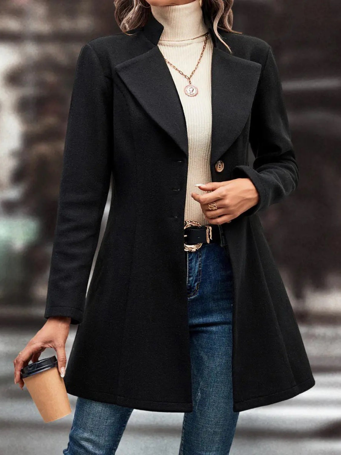 Womens Long Sleeve Longline Coat