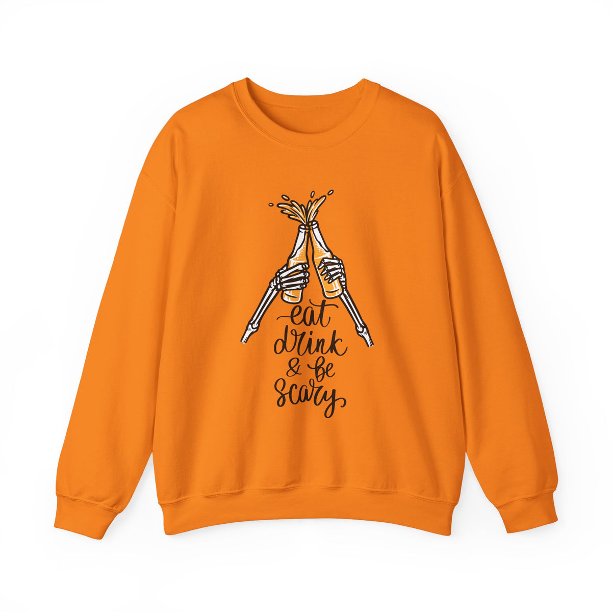 Sweatshirt — Eat, Drink & Be Scary Skeleton Cheers Halloween Crewneck