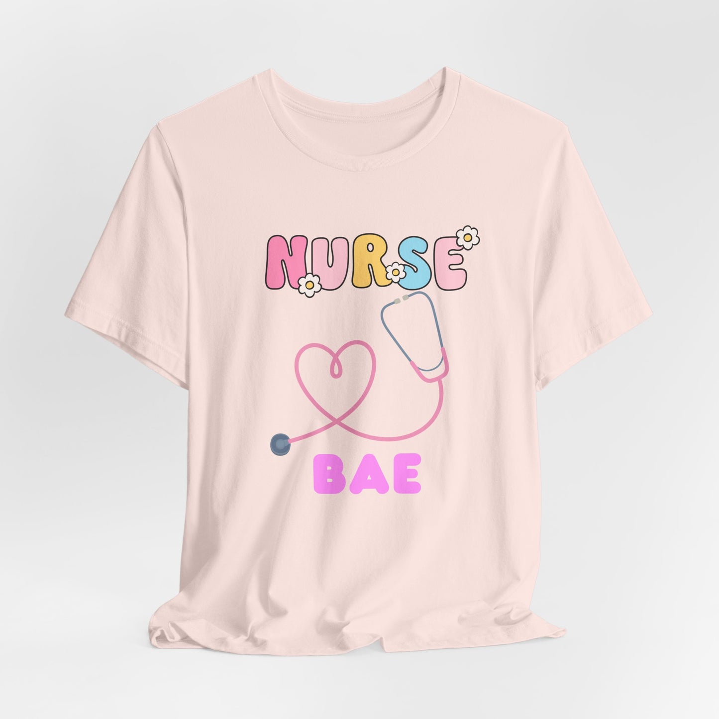 Nurse Bae Tee — Cute Pastel Stethoscope T‑Shirt for Nurses