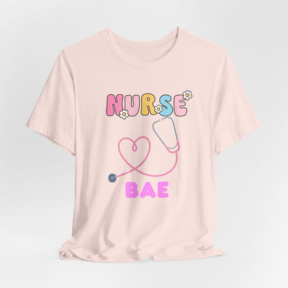 Nurse Bae Tee — Cute Pastel Stethoscope T‑Shirt for Nurses