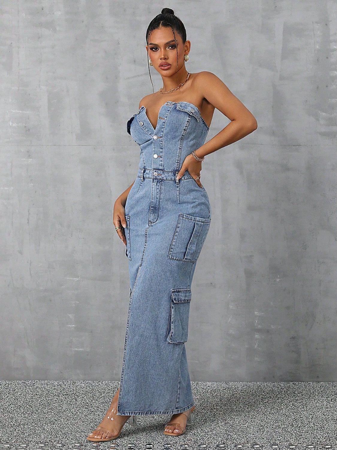 Womens Denim Tube Dress