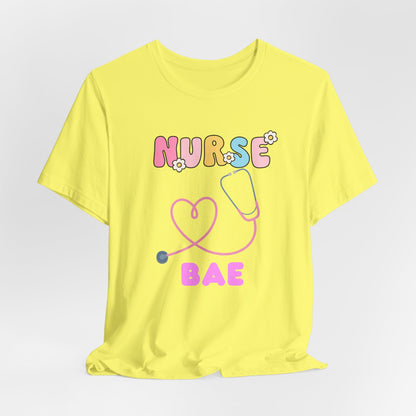 Nurse Bae Tee — Cute Pastel Stethoscope T‑Shirt for Nurses