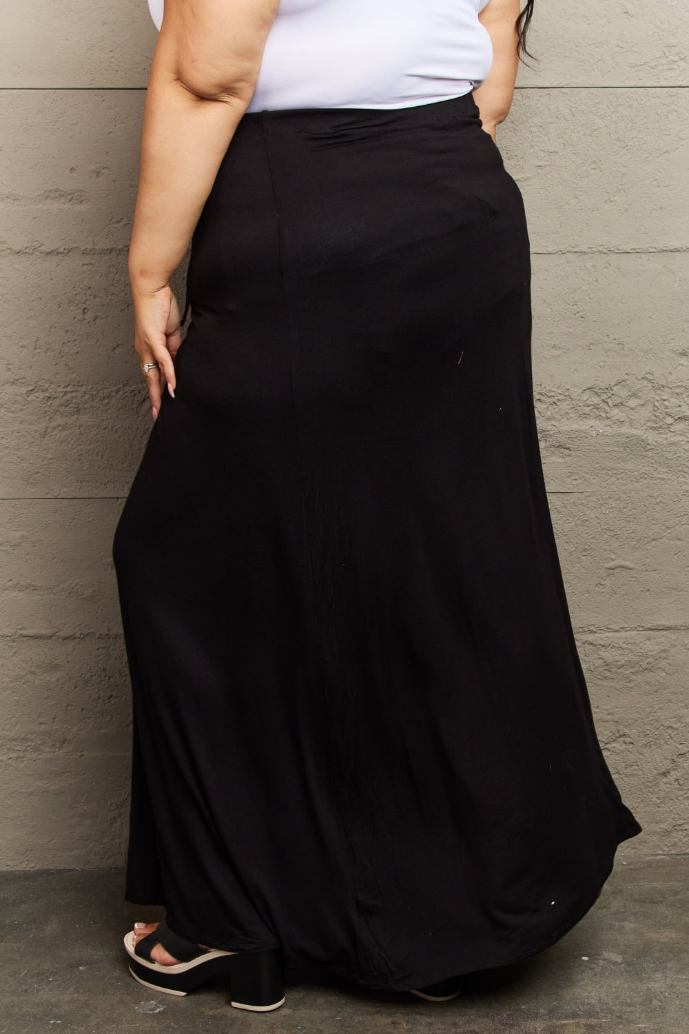 Womens Flare Maxi Skirt in Black