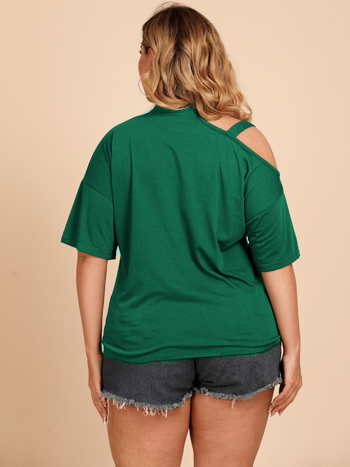 Womens Forest Tied Cold-Shoulder Tee Shirt