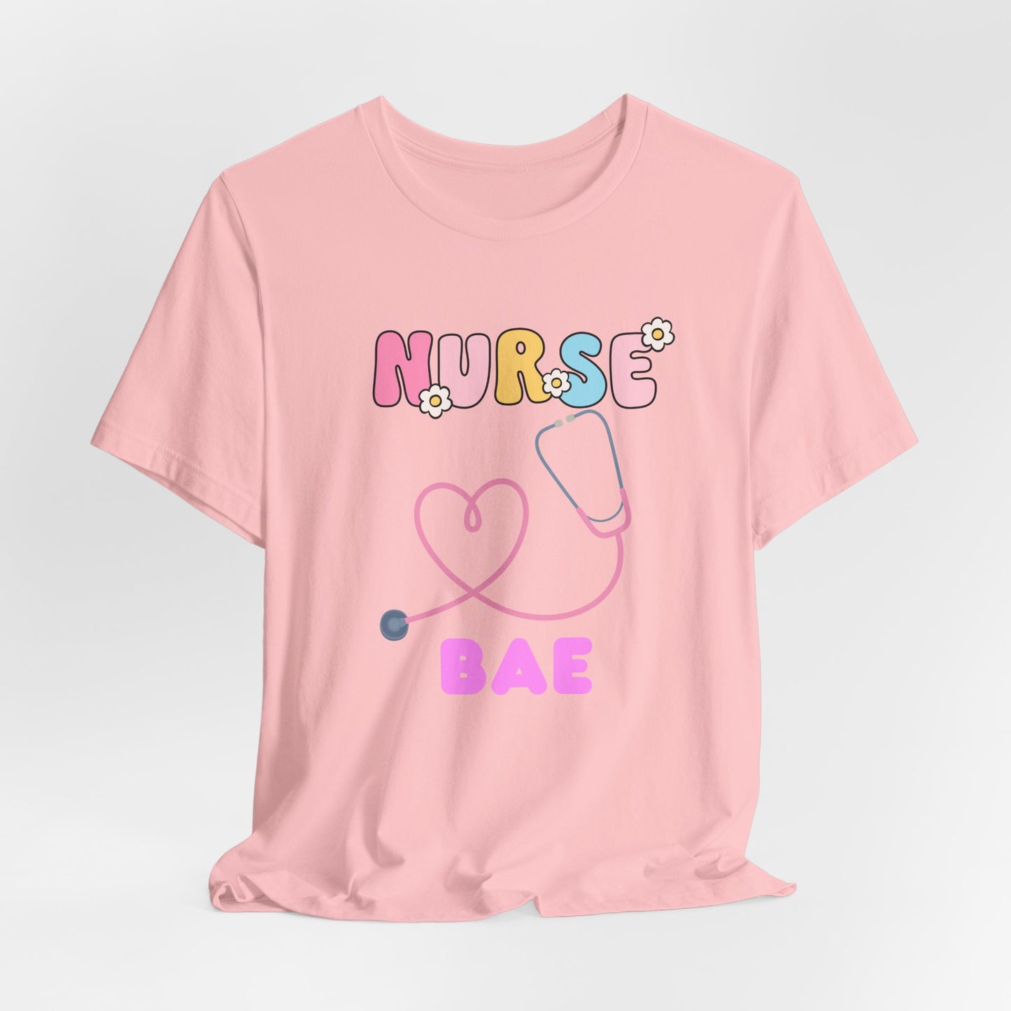 Nurse Bae Tee — Cute Pastel Stethoscope T‑Shirt for Nurses