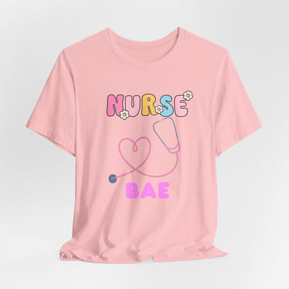 Nurse Bae Tee — Cute Pastel Stethoscope T‑Shirt for Nurses