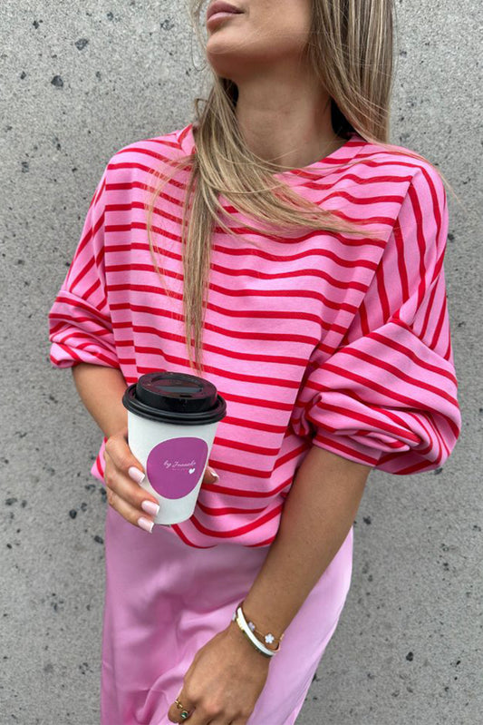 Womens Striped Long Sleeve Sweatshirt