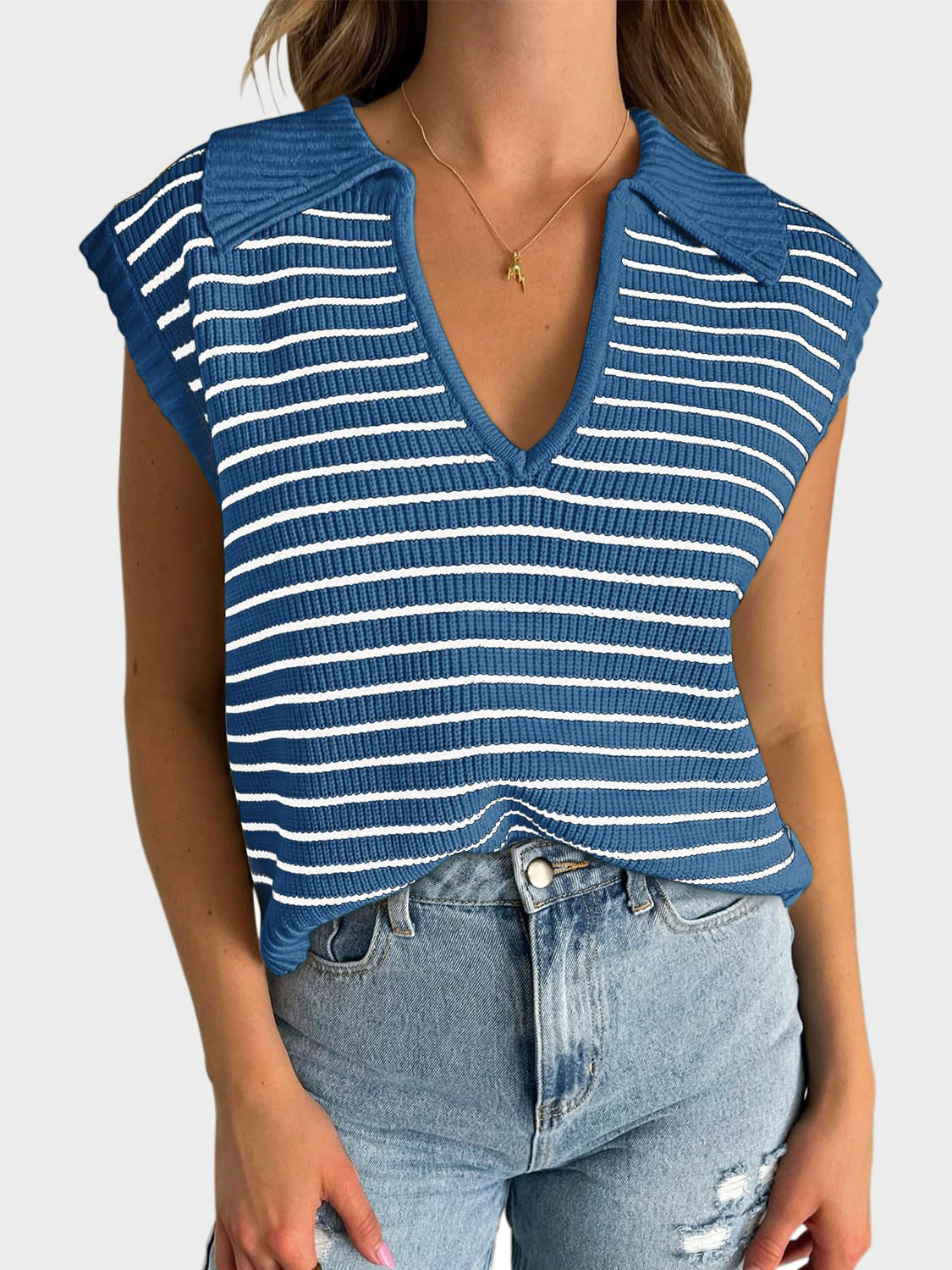 Womens Striped Sweater Vest