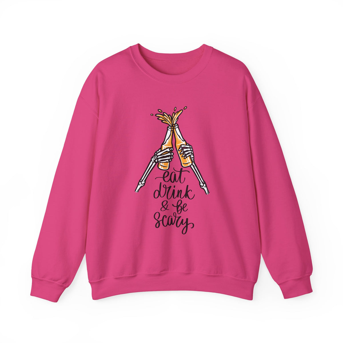 Sweatshirt — Eat, Drink & Be Scary Skeleton Cheers Halloween Crewneck
