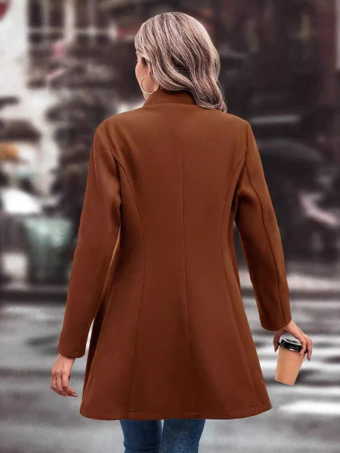 Womens Long Sleeve Longline Coat