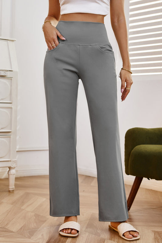 Womens High Waist Wide Leg Pants with Pockets