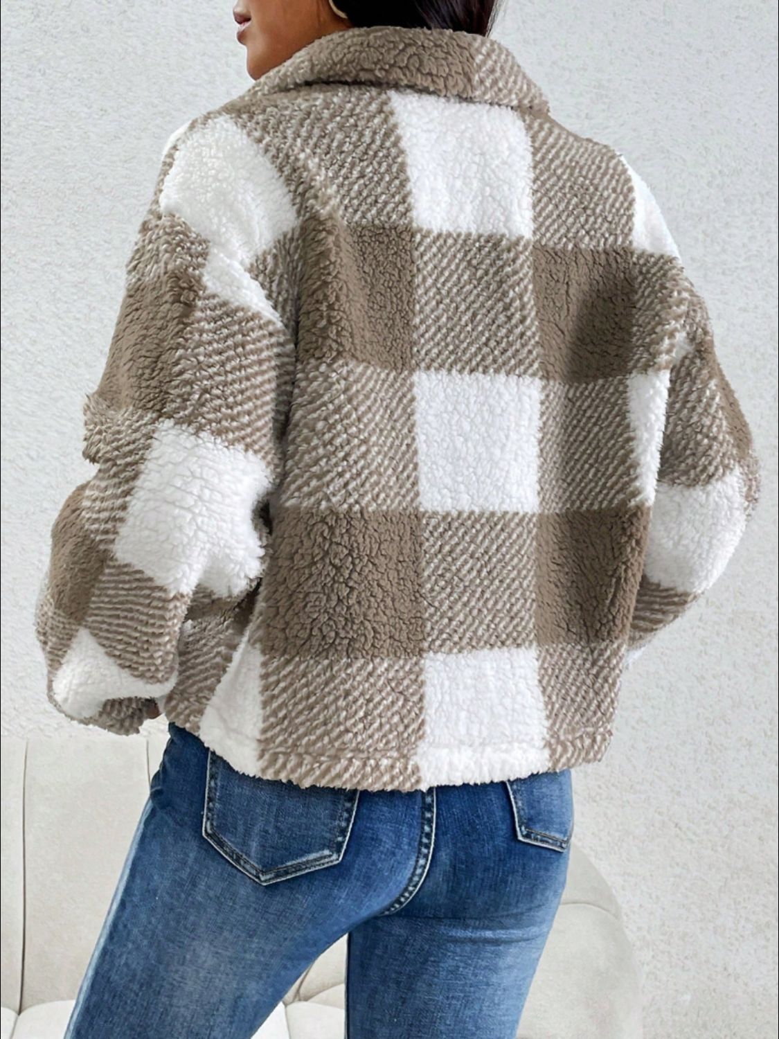 Womens Plaid Long Sleeve Jacket