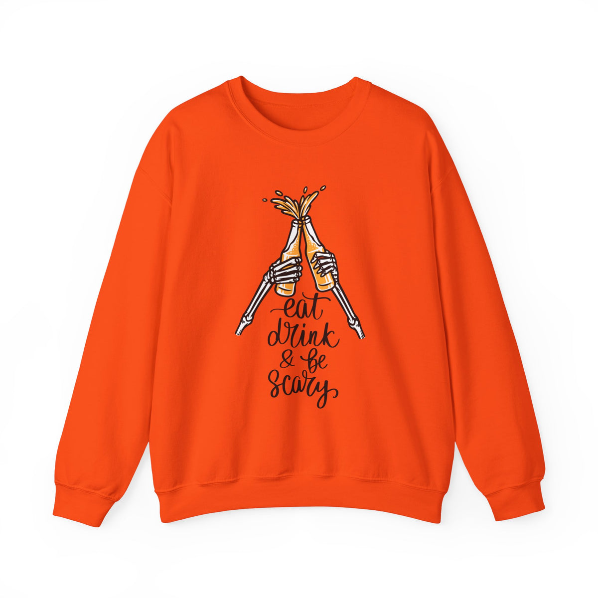 Sweatshirt — Eat, Drink & Be Scary Skeleton Cheers Halloween Crewneck