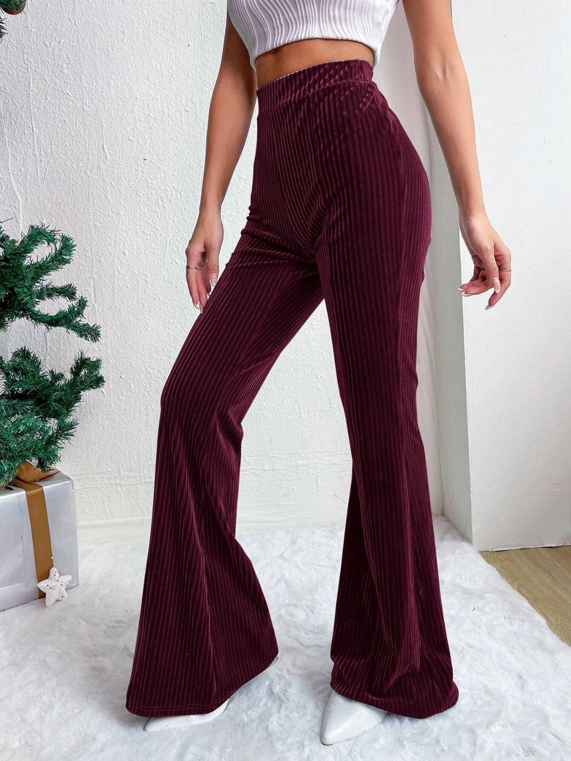 Womens High Waist Flare Pants