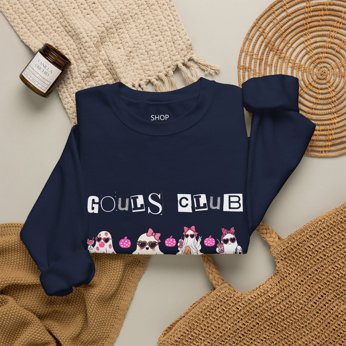 Ghouls Club Sweatshirt — Cute Pink Ghosts Halloween Crewneck