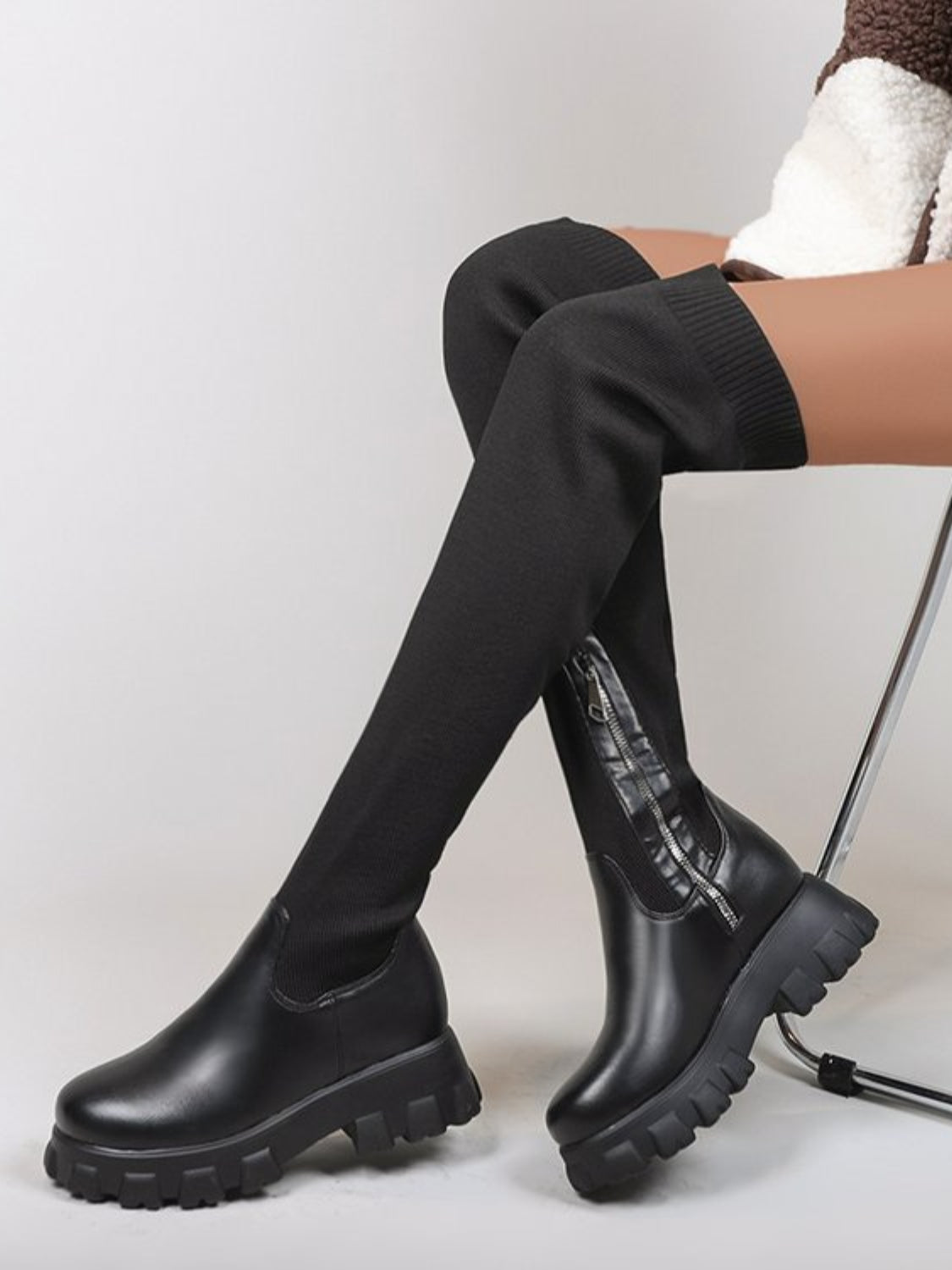 Leather Tall Platform Boots