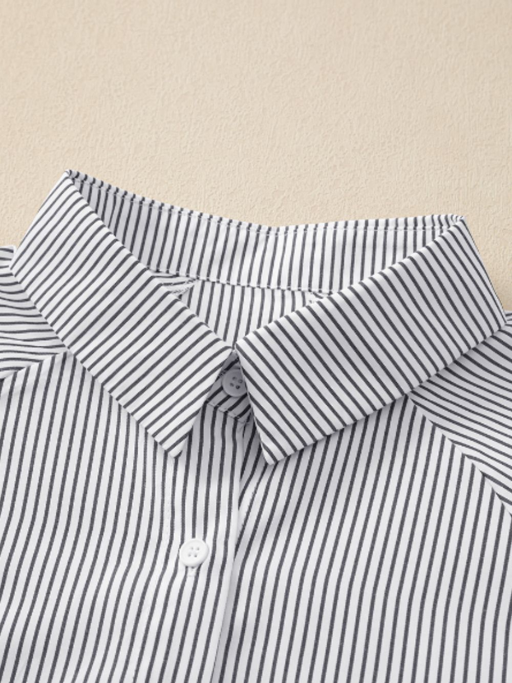 Womens Striped Collared Lantern Sleeve Shirt