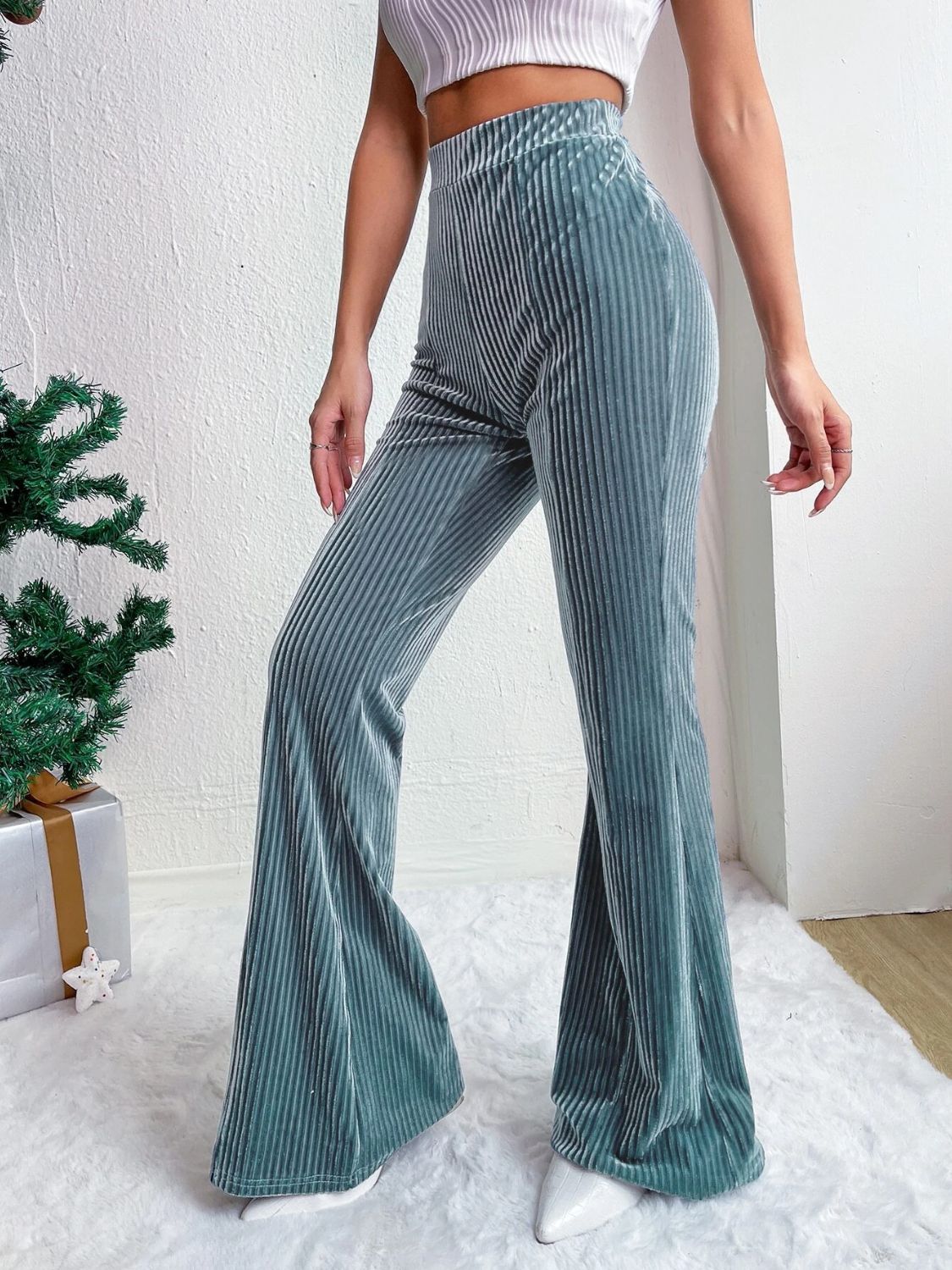 Womens High Waist Flare Pants