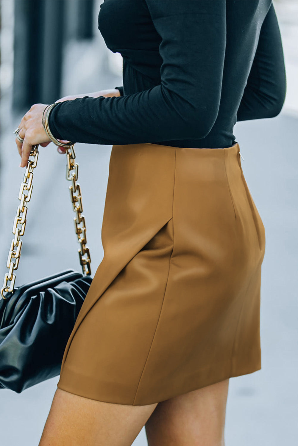 The Victoria Asymmetrical Leather Mini Skirt