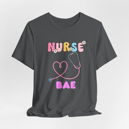 Nurse Bae Tee — Cute Pastel Stethoscope T‑Shirt for Nurses