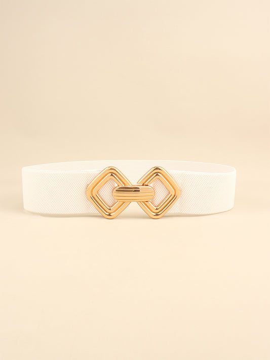 Womens Geometric Buckle Elastic Wide Belt