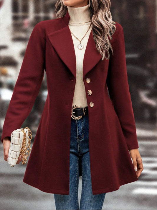 Womens Button Up Long Sleeve Coat